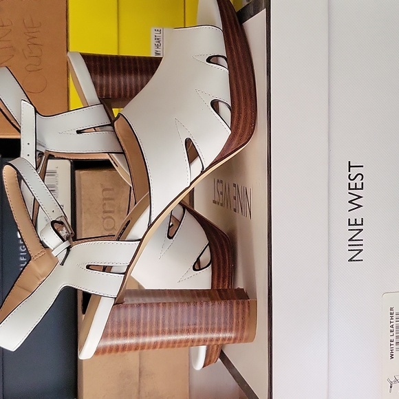 Nine West 11 White Delilah Leather Open Toe Ankle Strap Chunky Platform Sandal - Picture 1 of 9